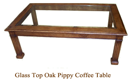Glass Top Oak Pippy Coffee Table
